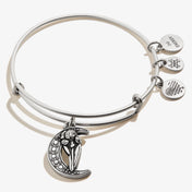 Moon + Iris Flower Charm Bangle