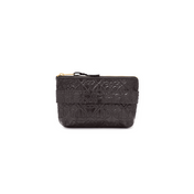 Genuine Leather Black Embossed Strap Pouch