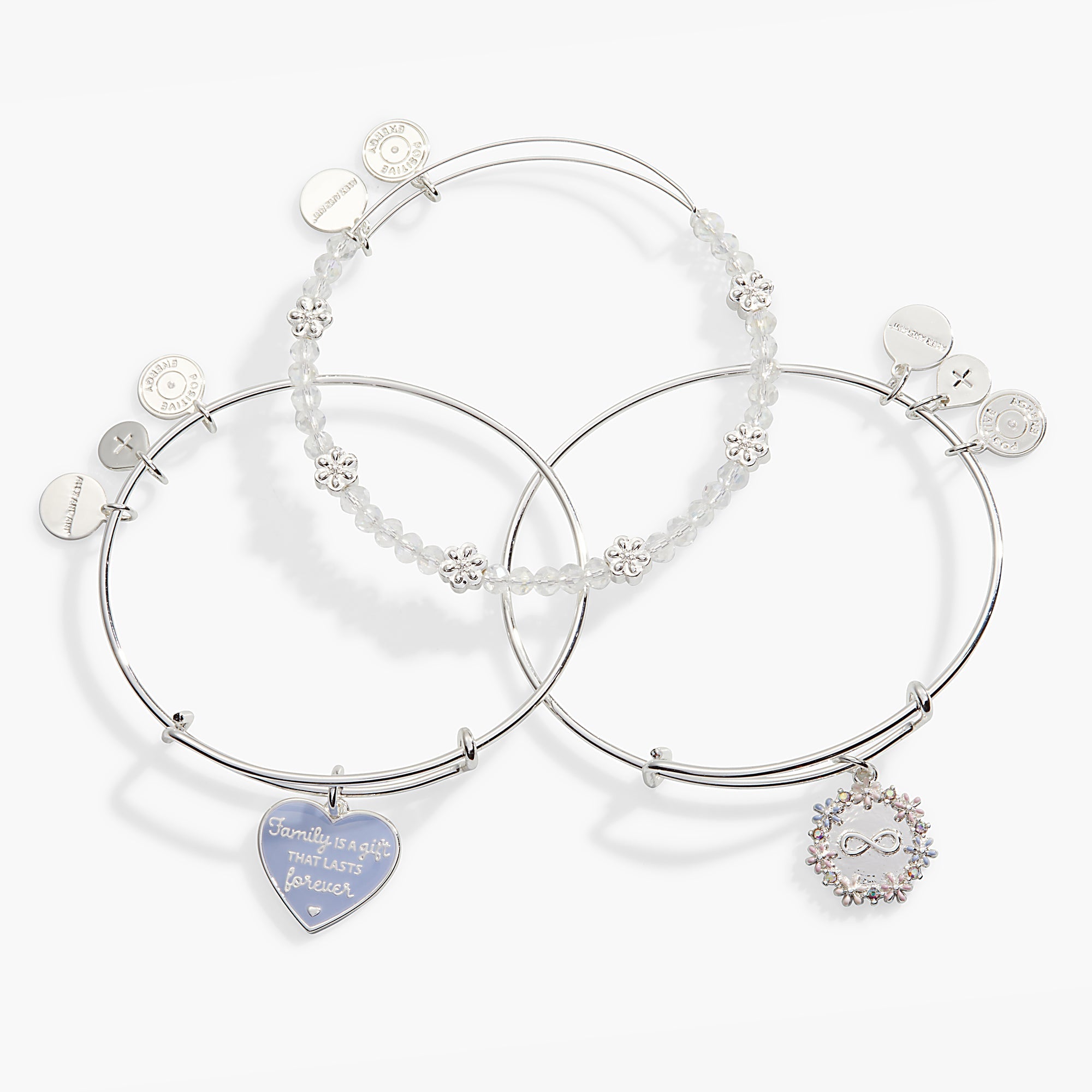 'Family Is A Gift That Lasts Forever' Charm Bangle Bracelet, Set of 3
