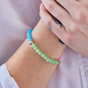 Flower + Bead Tri Color Stretch Bracelet