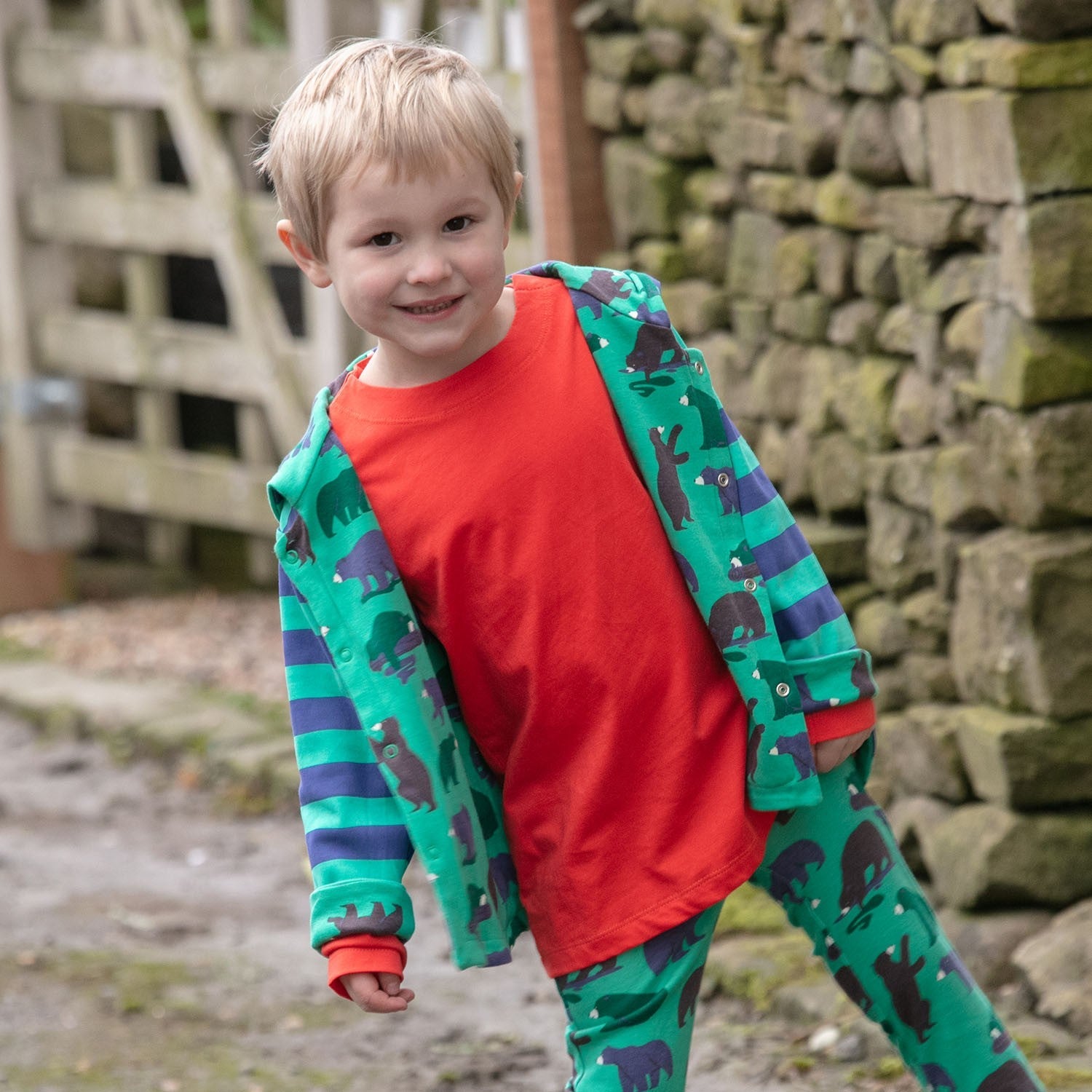 Reversible jacket- mountain bear: Size 6-12M