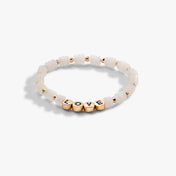 'Love' White Jade Stretch Bracelet