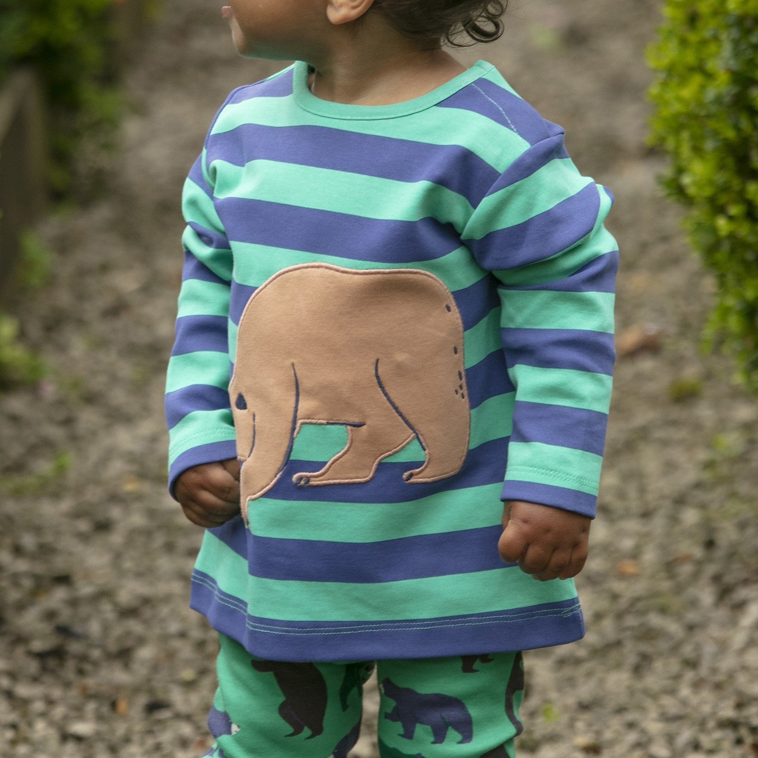 Long sleeve top- mountain bear appliqué