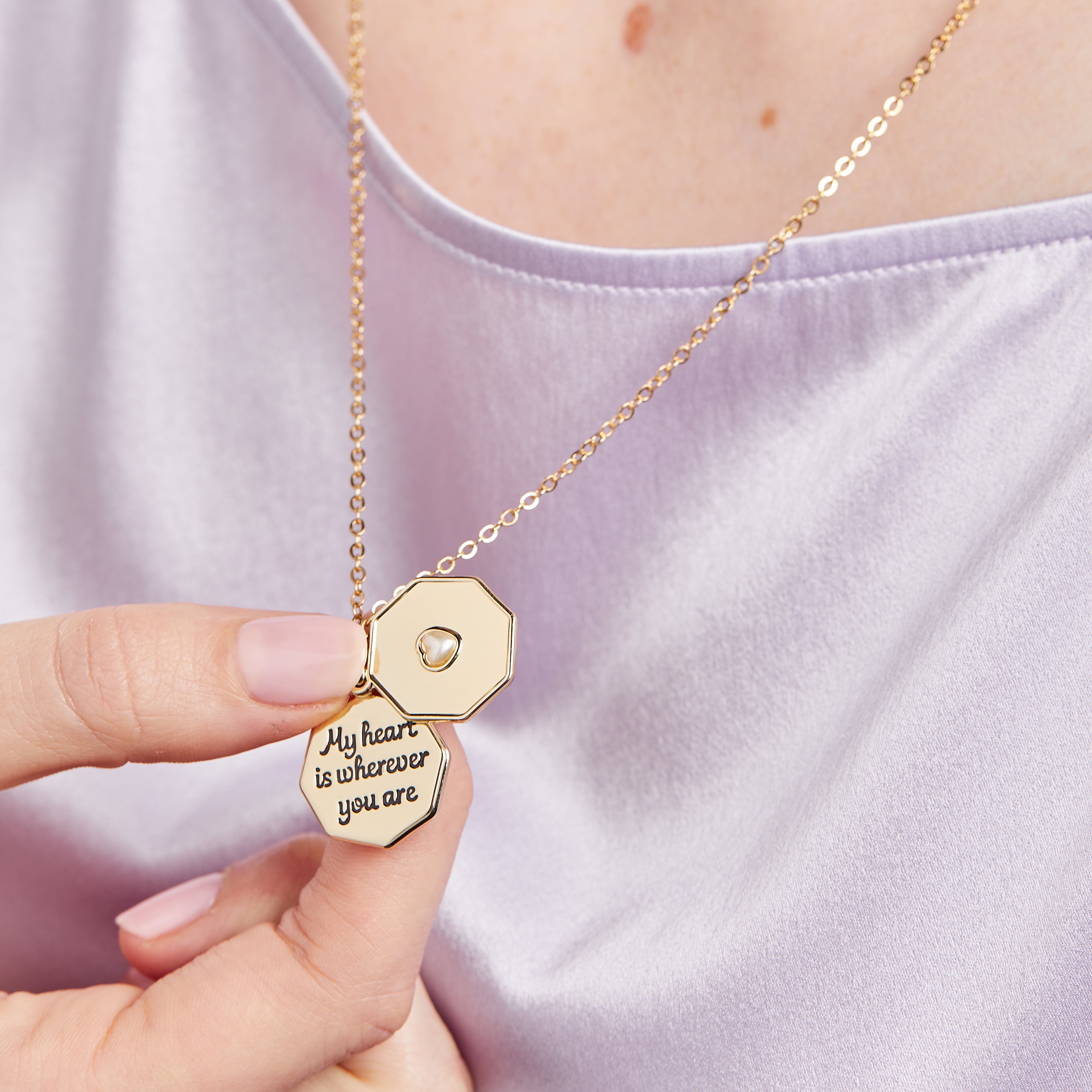 My Heart is Wherever You Are' Slider Necklace, Adjustable