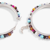 Pavé Moon Beaded Hoop Earrings