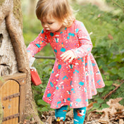 Organic Cotton Long Sleeve Skater Dress - Pink Pixie Magic