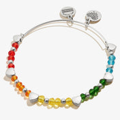 Rainbow Heart Beaded Bangle