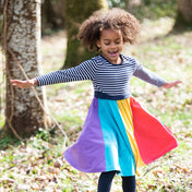 Organic Cotton Long Sleeve Skater Dress - Rainbow, Size 18-24M