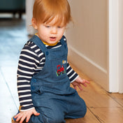 Organic Cotton Chambray Overalls - Tractor: Size 6-12M