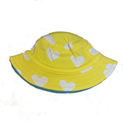 Bucket hat- yellow hearts: Size 1-2Y