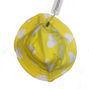 Bucket hat- yellow hearts: Size 1-2Y